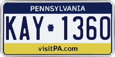 PA license plate KAY1360