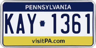 PA license plate KAY1361