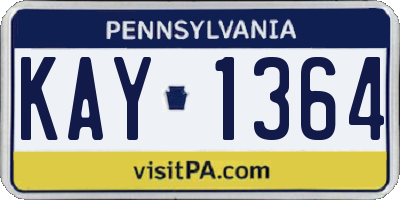 PA license plate KAY1364