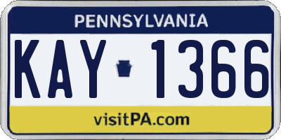 PA license plate KAY1366