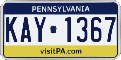PA license plate KAY1367