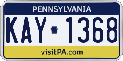 PA license plate KAY1368