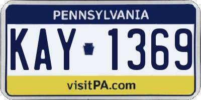 PA license plate KAY1369