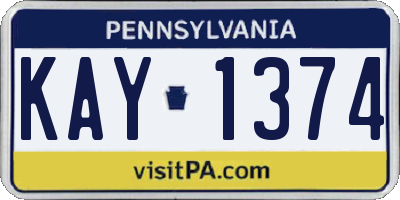 PA license plate KAY1374