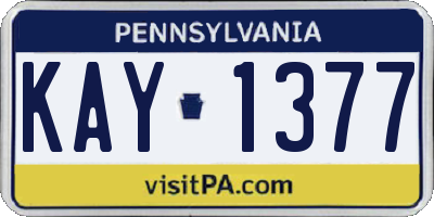 PA license plate KAY1377