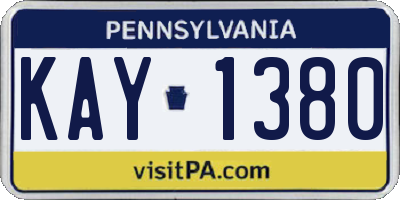 PA license plate KAY1380