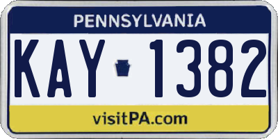PA license plate KAY1382