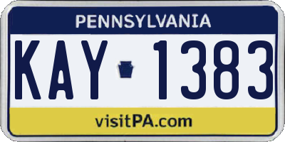 PA license plate KAY1383