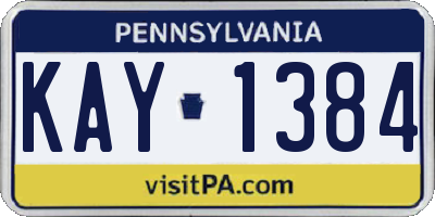 PA license plate KAY1384