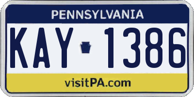 PA license plate KAY1386