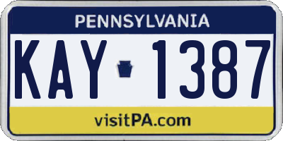 PA license plate KAY1387