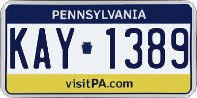 PA license plate KAY1389
