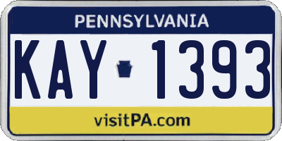 PA license plate KAY1393