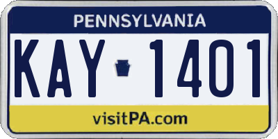 PA license plate KAY1401