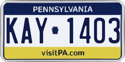 PA license plate KAY1403