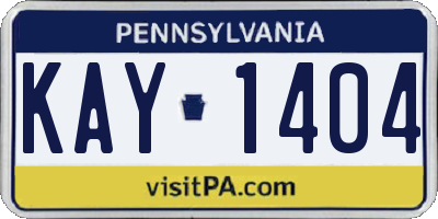 PA license plate KAY1404