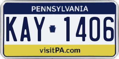 PA license plate KAY1406