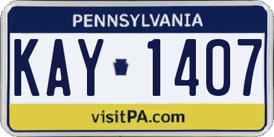 PA license plate KAY1407