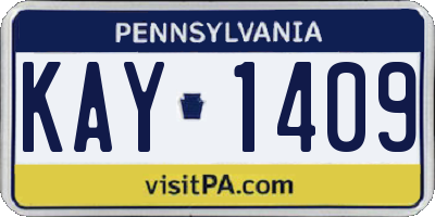 PA license plate KAY1409