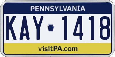 PA license plate KAY1418