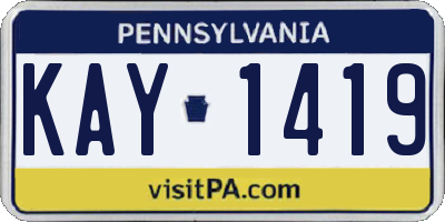 PA license plate KAY1419