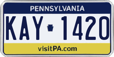 PA license plate KAY1420