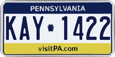 PA license plate KAY1422