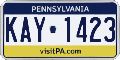 PA license plate KAY1423