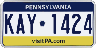 PA license plate KAY1424