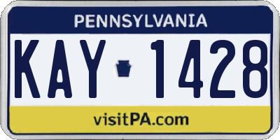 PA license plate KAY1428