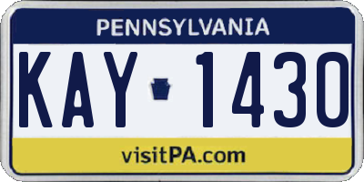 PA license plate KAY1430