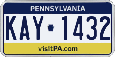 PA license plate KAY1432