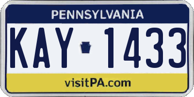 PA license plate KAY1433