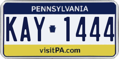 PA license plate KAY1444