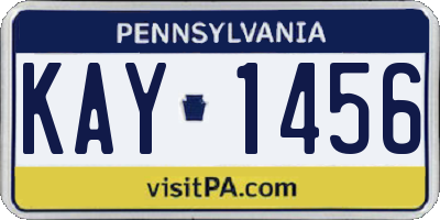 PA license plate KAY1456