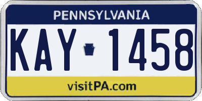 PA license plate KAY1458