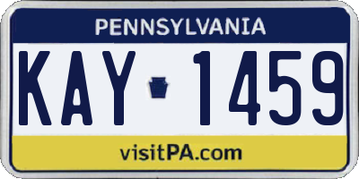 PA license plate KAY1459