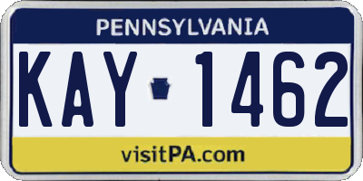 PA license plate KAY1462