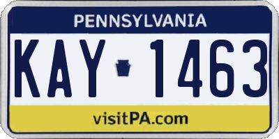 PA license plate KAY1463