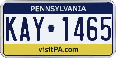 PA license plate KAY1465