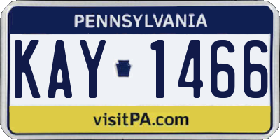 PA license plate KAY1466