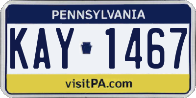 PA license plate KAY1467