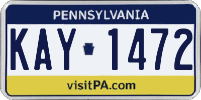 PA license plate KAY1472