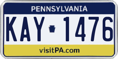 PA license plate KAY1476