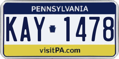 PA license plate KAY1478