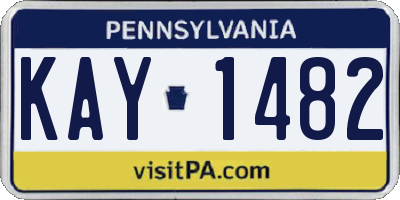 PA license plate KAY1482