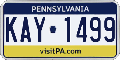 PA license plate KAY1499