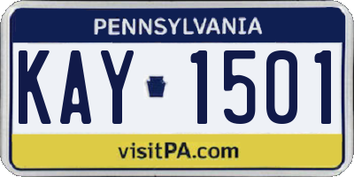 PA license plate KAY1501