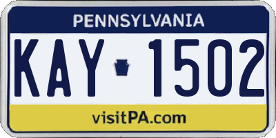 PA license plate KAY1502