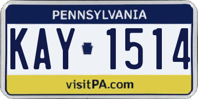 PA license plate KAY1514